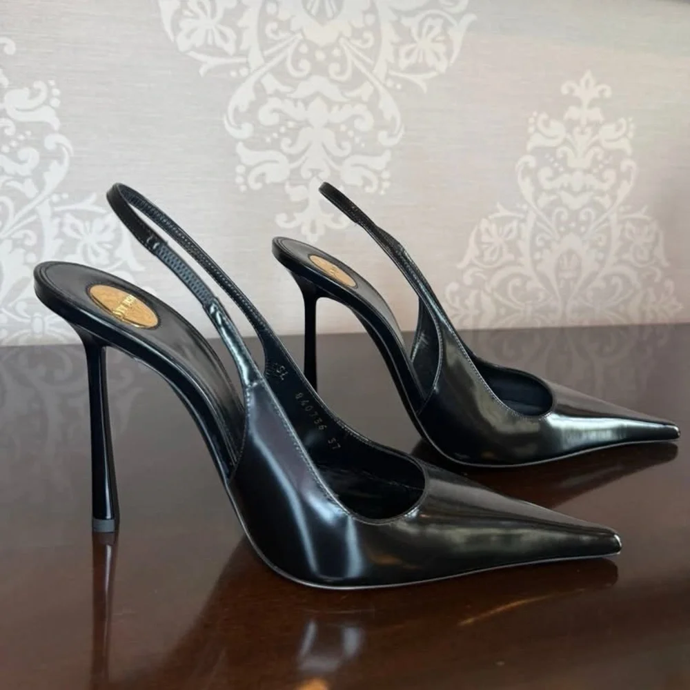 Saint Laurent Vendome Patent Leather Slingback Pumps - Picture 2 of 5